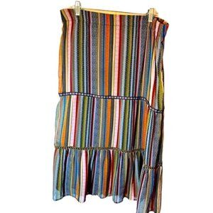 Multicolored Boho Striped Prairie Flowy Skirt Women’s Size Small